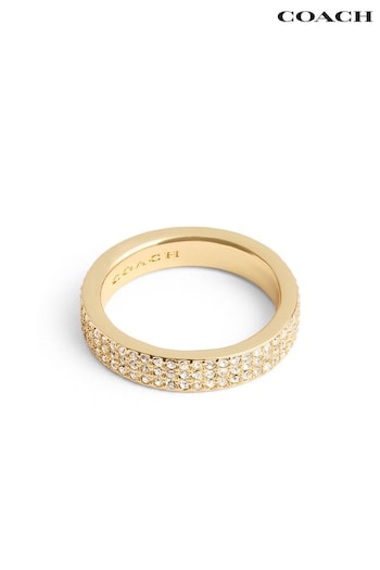 COACH Gold Tone Pavé Band Ring (E75866) | £95