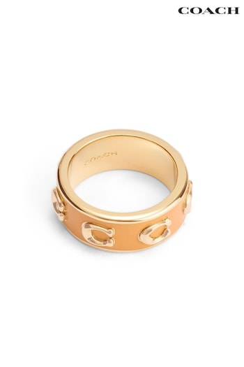 COACH Gold Tone Signature C Enamel Band Ring (E75873) | £75