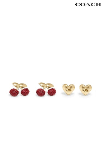 COACH Gold Tone Signature Cherry Earring Set (E75876) | £95