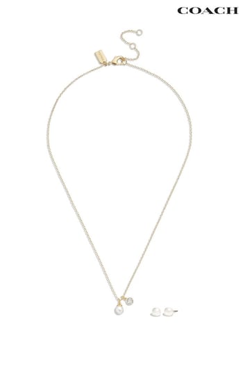 COACH Gold Tone Pearl jewellery Set (E75890) | £125
