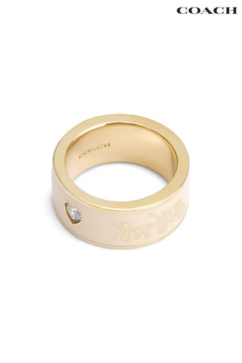 COACH Gold Tone Signature Horse & Carriage Band Ring (E75908) | £95