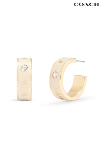 COACH Gold Tone Signature Horse & Carriage Hoop Earrings (E75922) | £95