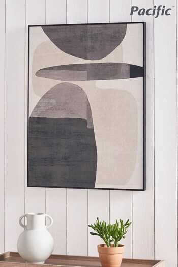 Pacific Black and White Canvas with Ovals Design Frame (E75956) | £50