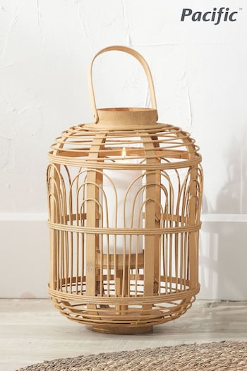 Pacific Natural Bamboo and Glass Lantern (E75960) | £60
