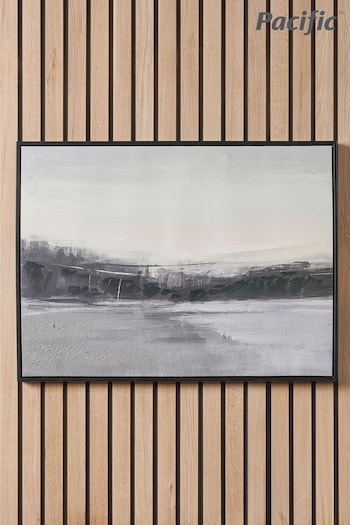 Pacific Black and White Landscape Canvas Frame (E75984) | £70