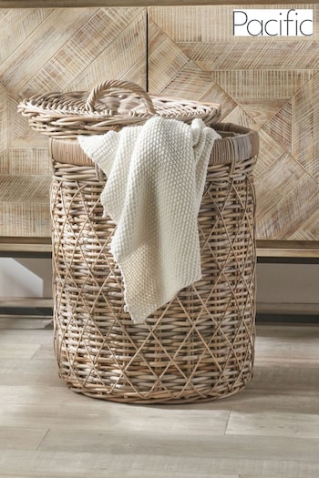 Pacific Natural Rattan Round Linen Basket (E75996) | £125