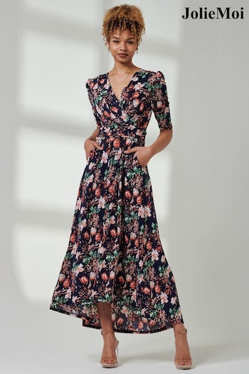 Jolie Moi Blue Fit & Flare Jersey Maxi Dress (E76423) | £65