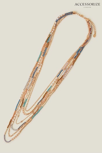 Accessorize Gold Tone Layered Beaded Necklace (E76535) | £18