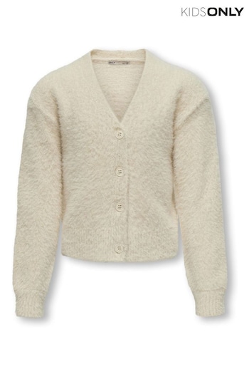 ONLY KIDS Button Up Fluffy White Cardigan (E76568) | £26