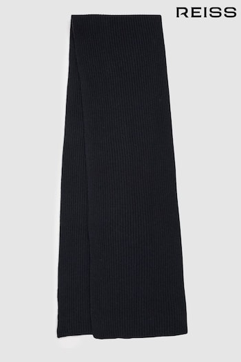 Reiss Dark Navy Alderny Atelier Ribbed-Cashmere Scarf (E76666) | £148