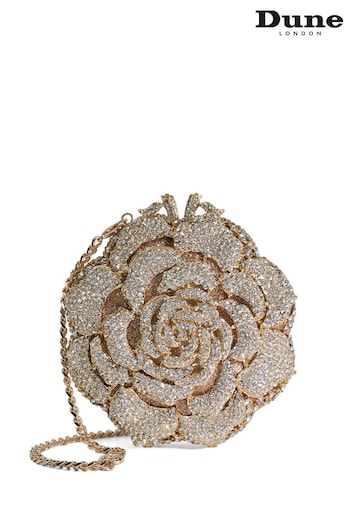 Dune London Gold Bling Hard Embellished Flower Clutch The Bag (E76762) | £140