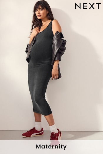 Charcoal Grey Maternity Square Neck Seamless Dress (E76771) | £32