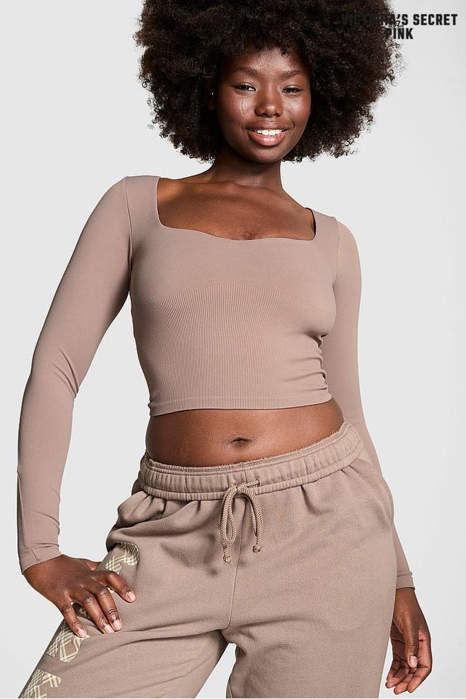 Plain long sleeve crop top discount
