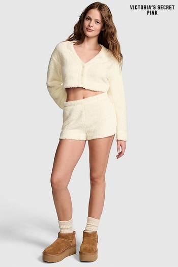 Victoria's Secret PINK Creamer White Cosy Knit Boxer Pyjama Shorts (E77124) | £25