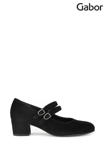 Gabor Belva Suede Court Black Shoes (E77600) | £115