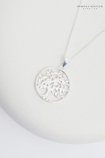 Simply Silver Silver Tone 925 Tree of Life Pendant Necklace (E77613) | £40