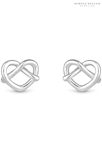 Simply Silver Silver Tone 925 Open Cross-Over Heart Stud Earrings (E77621) | £25