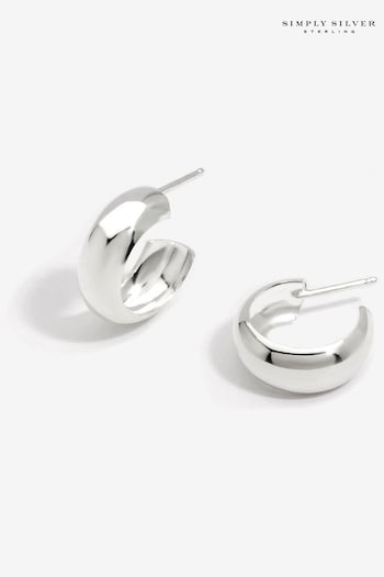 Simply Silver Silver Tone Sterling 925 Wide Polished Hoop Earrings (E77634) | £30