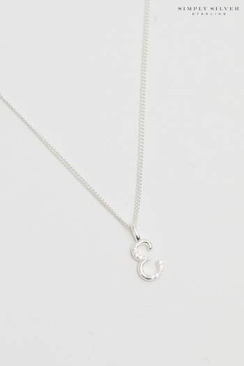 Simply Silver Silver Tone Sterling 925 Polished and Cubic Zirconia Initial Pendant (E77635) | £25