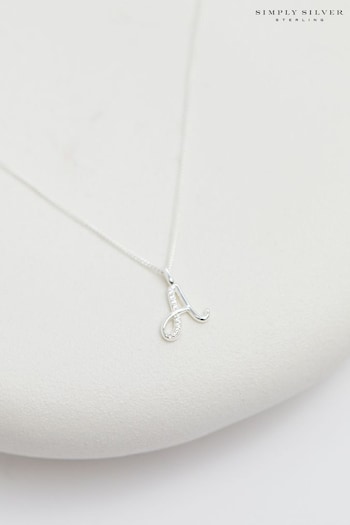 Simply Silver Silver Tone Sterling 925 Polished and Cubic Zirconia Initial Pendant (E77639) | £25