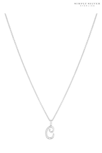 Simply Silver Silver Tone Sterling 925 Polished and Cubic Zirconia Initial Pendant (E77645) | £25