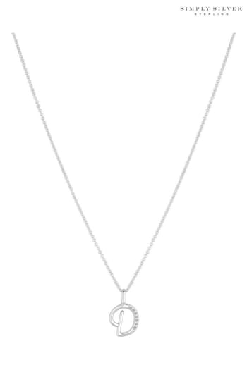 Simply Silver Silver Tone Sterling 925 Polished and Cubic Zirconia Initial Pendant (E77648) | £25