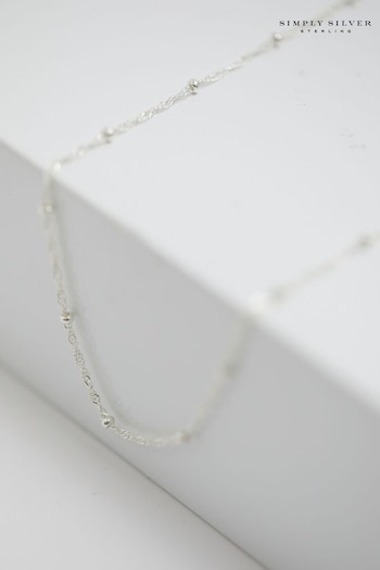 Simply Silver Silver Tone Sterling 925 Twist Ball Chain Necklace (E77652) | £28