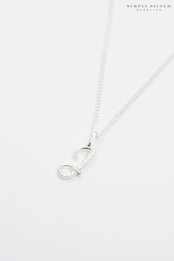 Simply Silver Silver Tone Sterling 925 Polished and Cubic Zirconia Initial Pendant (E77660) | £25