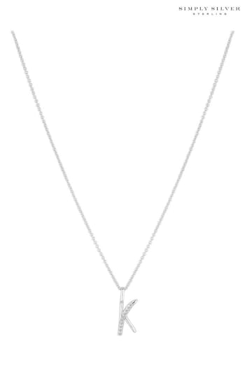 Simply Silver Silver Tone Sterling 925 Polished and Cubic Zirconia Initial Pendant (E77663) | £25