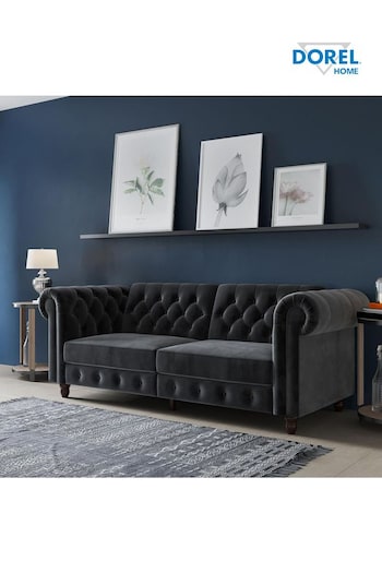 Dorel Home Grey Felix Velvet Chesterfield Sofa Bed (E78013) | £690