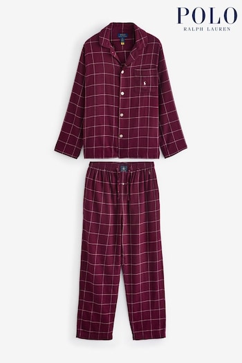 Polo Ralph Lauren Plaid Printed Flannel Shirt Pyjama Set (E78031) | £150