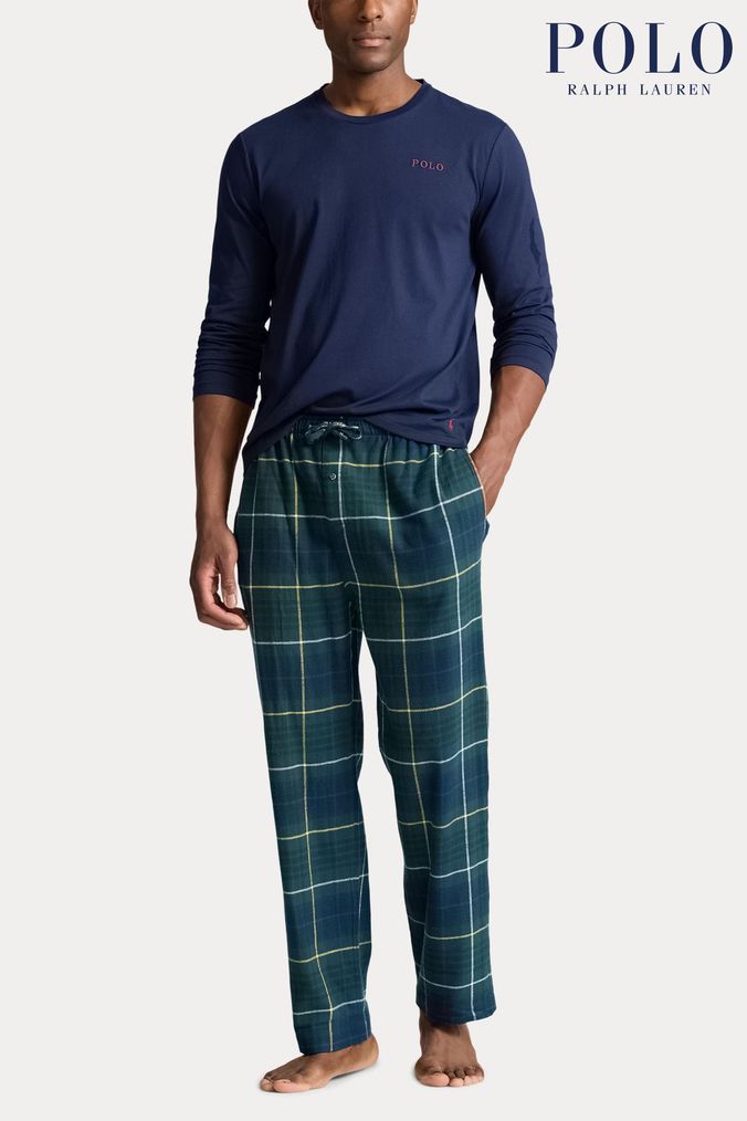 Mens polo flannel pajama pants online