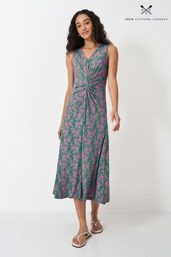Crew Clothing Company Green Flora Sleeveless Twist Jersey Dress (E78192) | £65
