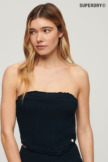 Superdry Blue Smocked Bandeau Top (E78392) | £30