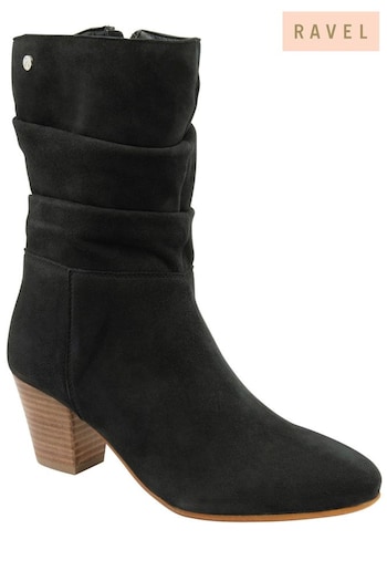 Ravel Black Suede Mid-Calf Boots (E78446) | £100