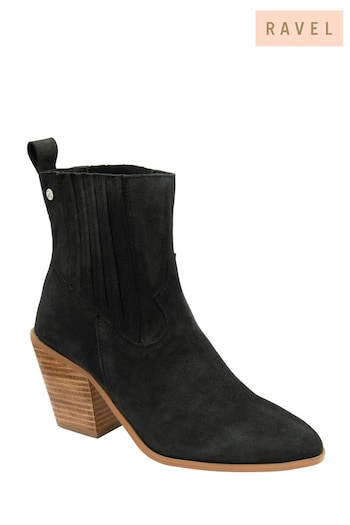 Ravel Black Suede Pull-On Ankle Boots (E78464) | £95