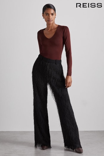 Reiss Oxblood Maeve Atelier Knitted Silk-Blend Top (E78631) | £155