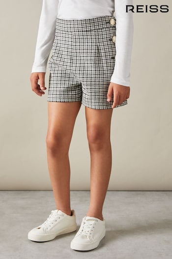 Reiss Black Charlie Checked Suit Shorts (E78657) | £60