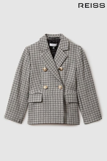 Reiss Black Charlie Checked Double Breasted Suit Blazer (E78667) | £116