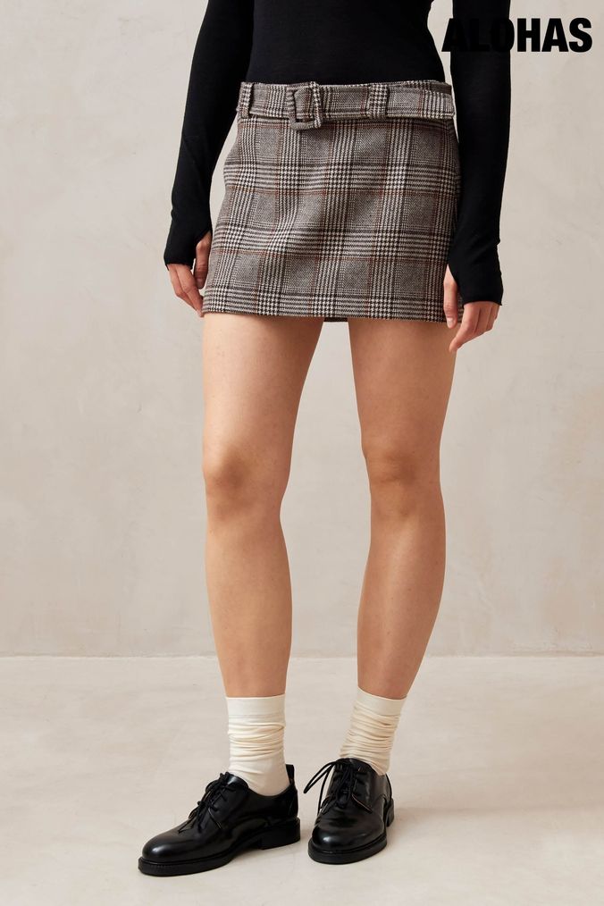 Buy Women s Brown Check Tartan Skirts Online Next UK