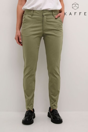 Kaffe Slim Fit Green Lea Ankle Length Chino Trousers (E78742) | £65