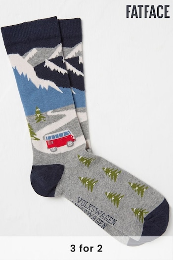 FatFace Grey Mens VW Campervan Scene Socks 1 Pack (E79239) | £7.50