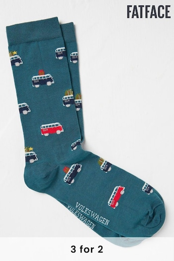 FatFace Teal Blue Mens VW Tree Socks 1 Pack (E79241) | £7.50