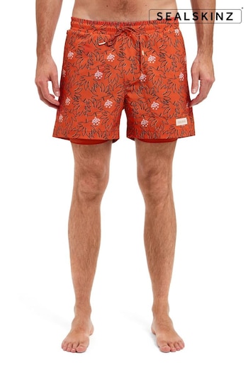 Sealskinz Orange Leaf Print Swim Shorts (E79373) | £65