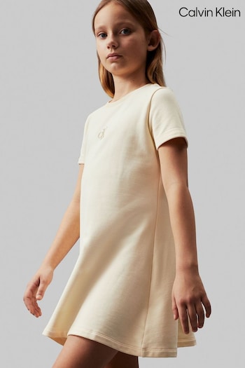 Calvin Klein Natural Logo Terry Fit Flare Dress (E79669) | £60