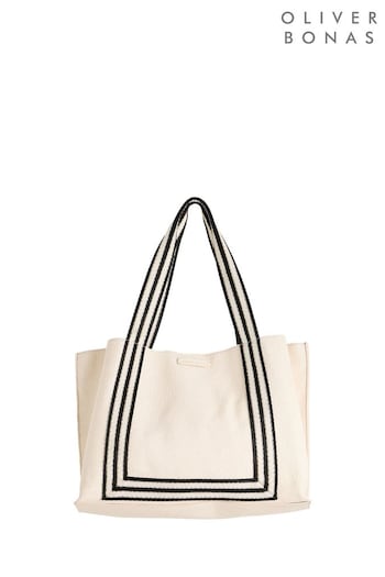 Oliver Bonas Cream Emma Stripe Tote Bag (E79714) | £62