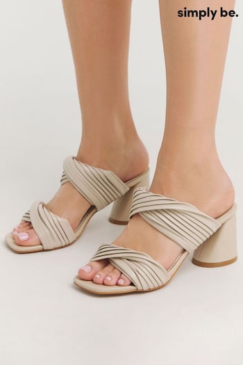 Simply Be Natural Extra Wide Fit Pleated Twist Strap Heeled Sandals (E79898) | £38