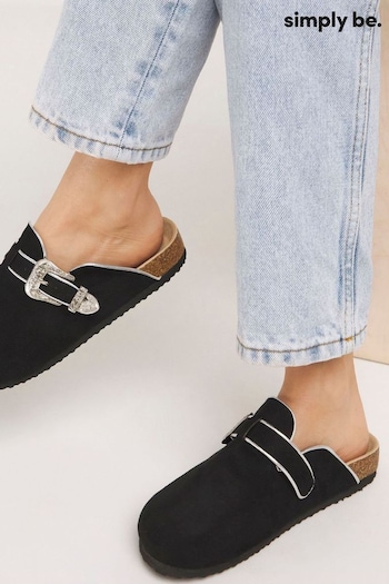 Simply Be Black Wide Fit Closed Toe Mule Shoes (E79923) | £40