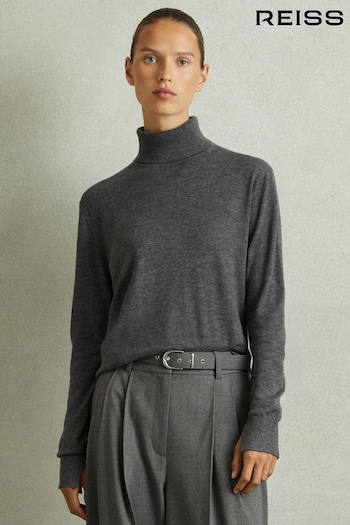 Reiss Charcoal Macy Merino Wool Roll Neck Jumper (E79944) | £88