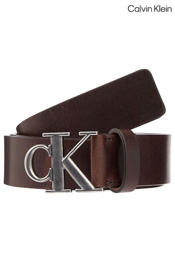 Calvin Klein Brown Round Mono Plaque Belt (E79958) | £50